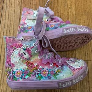 Lelli Kelly Girls' Pink Unicorn Embellished High-Top Sneakers